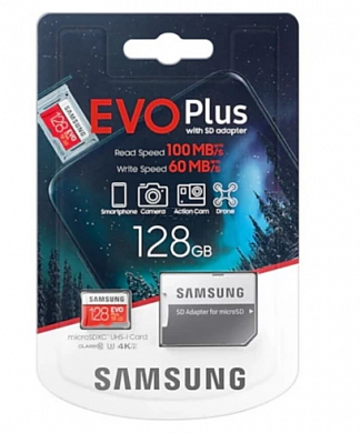 Карта памяти Samsung EVO Plus microSDXC 128GB (с адаптером)